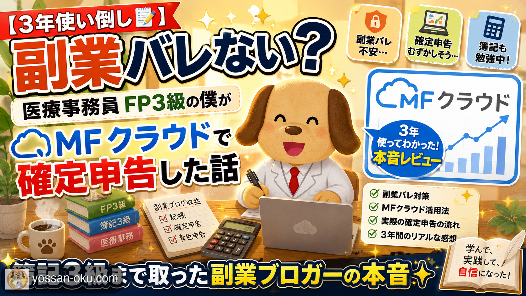 【3年使い倒し📝】「副業バレない？」医療事務員FP3級の僕がMFクラウドで確定申告した話｜簿記3級まで取った副業ブロガーの本音✨️